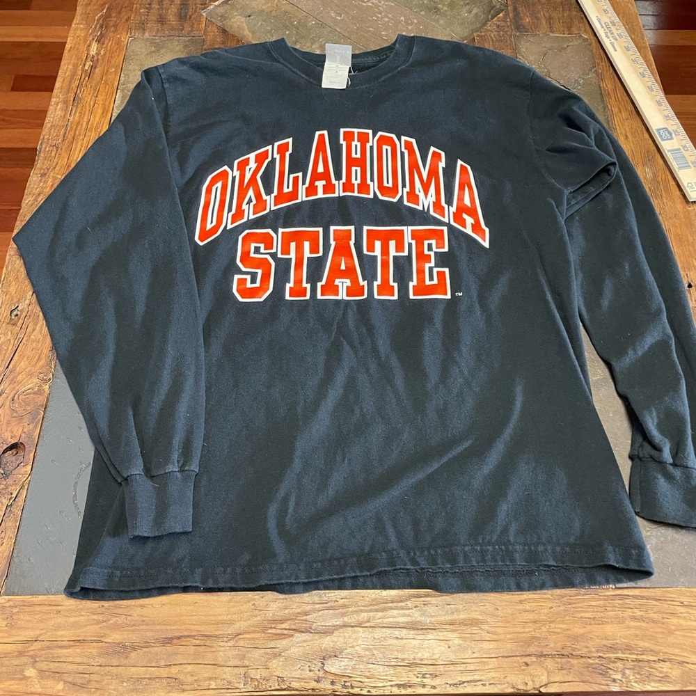 Oklahoma State Long Sleeve Tee - Black with Orange & White Logo